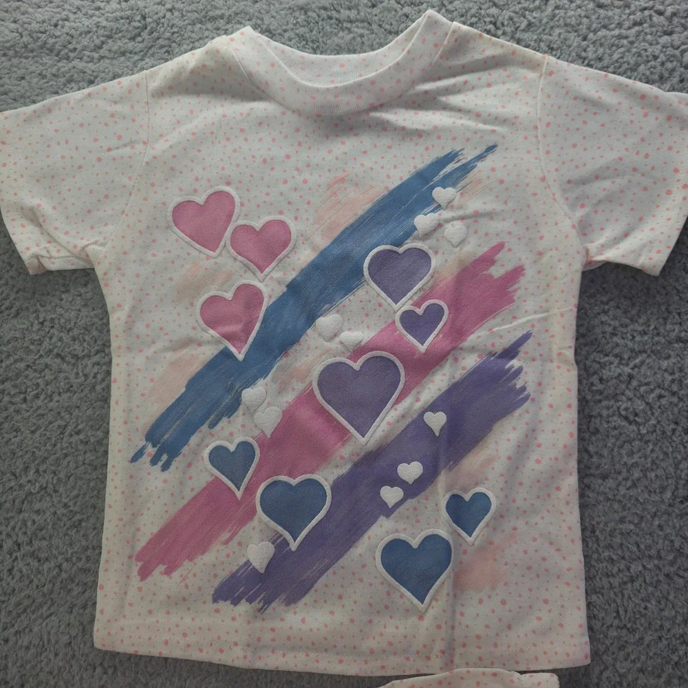Vintage Bazerk Girls Heart Graphic T-Shirt and Leggings Set Size 6 90s USA